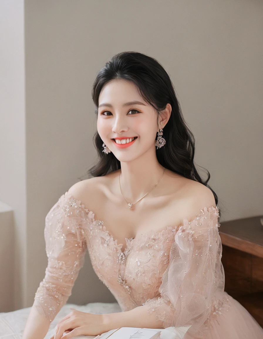 beautiful woman ultra-detailed, masterpiece, highest quality, love letter, POV,smile, blush