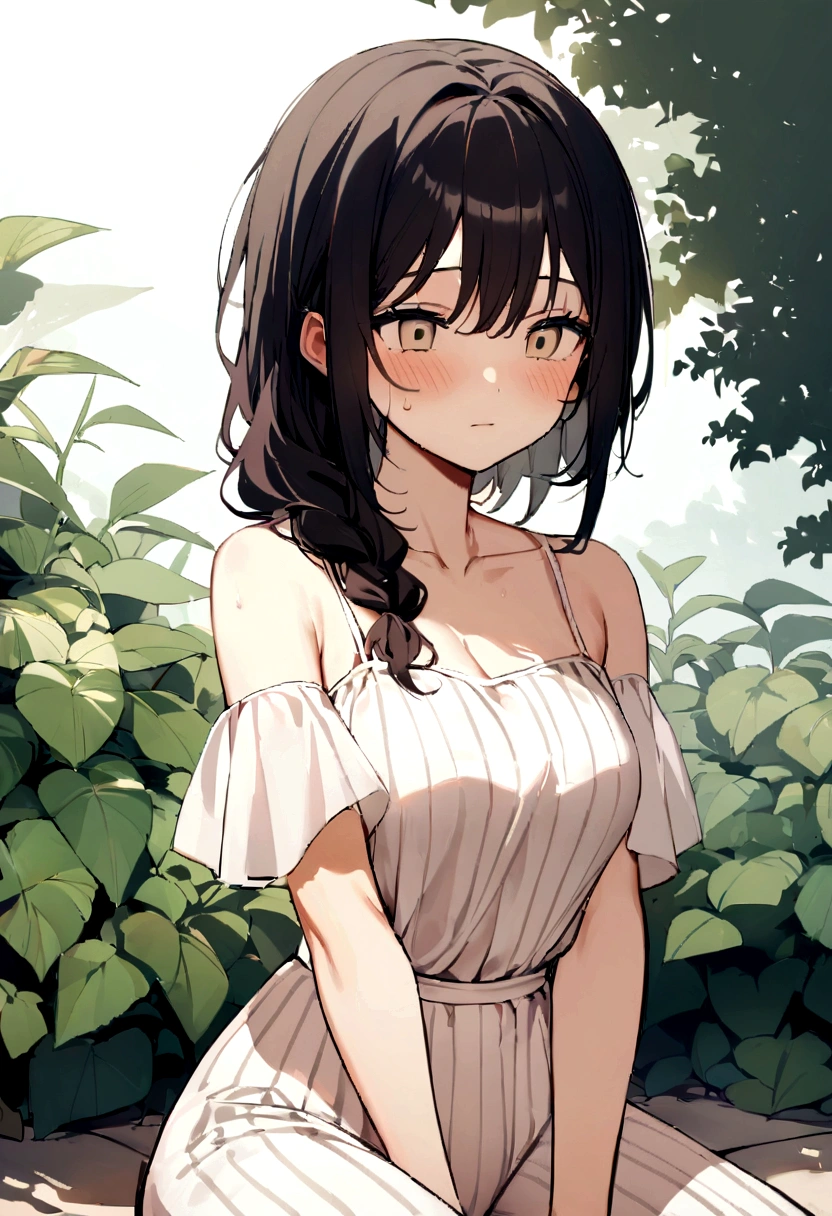  anime girl in white clothes, Realistic Shadows, Detailed skin, Very small breasts, Black Hair, Very detailed, 8kのVery detailedな顔, perfect face shape, Perfect Lips, Perfect Nose, Correct beautiful eyes, Audience, masterpiece, highest quality, Single woman, No bra, No pants, alone