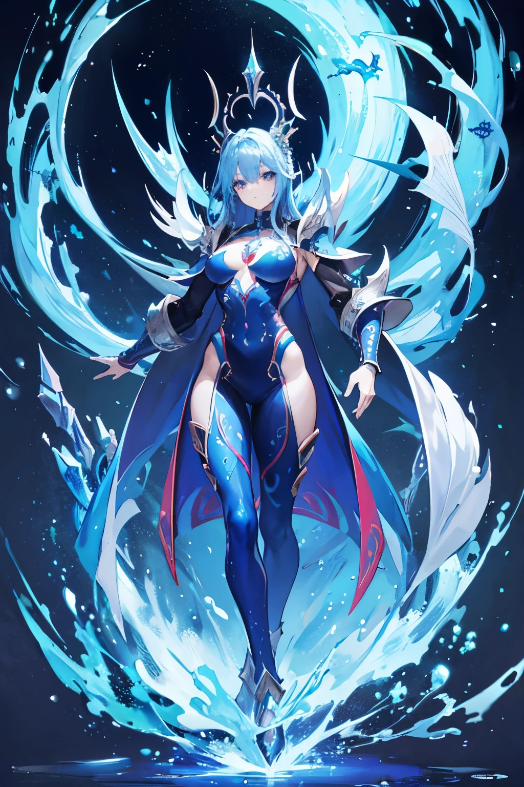 Blue dragon. (Human-dragon hybrid) (majestic)