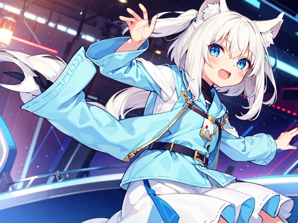 girl white hair blue eyes nekomimi