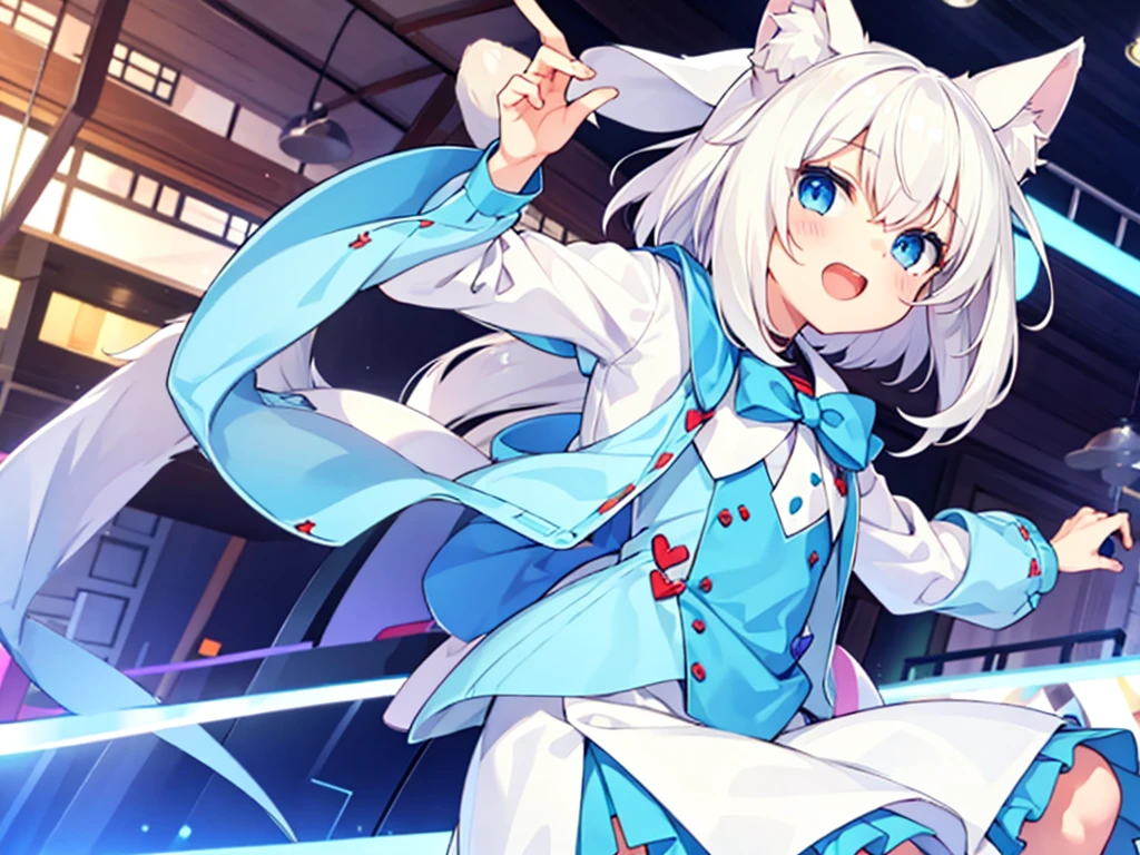 girl white hair blue eyes nekomimi