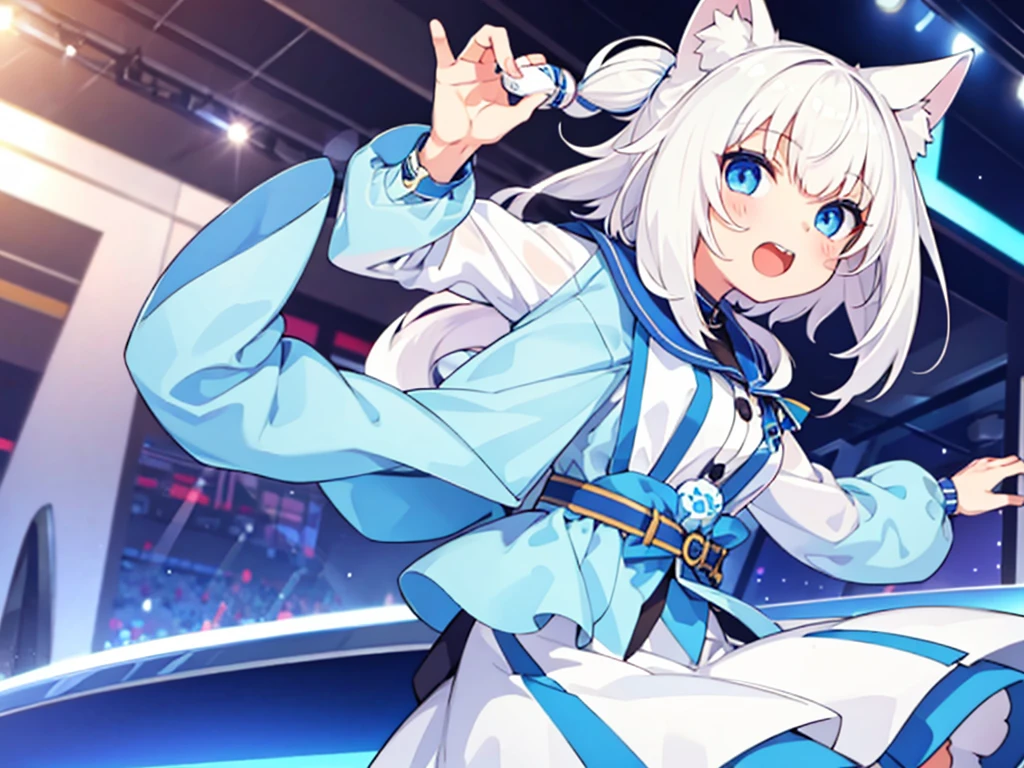 girl white hair blue eyes nekomimi