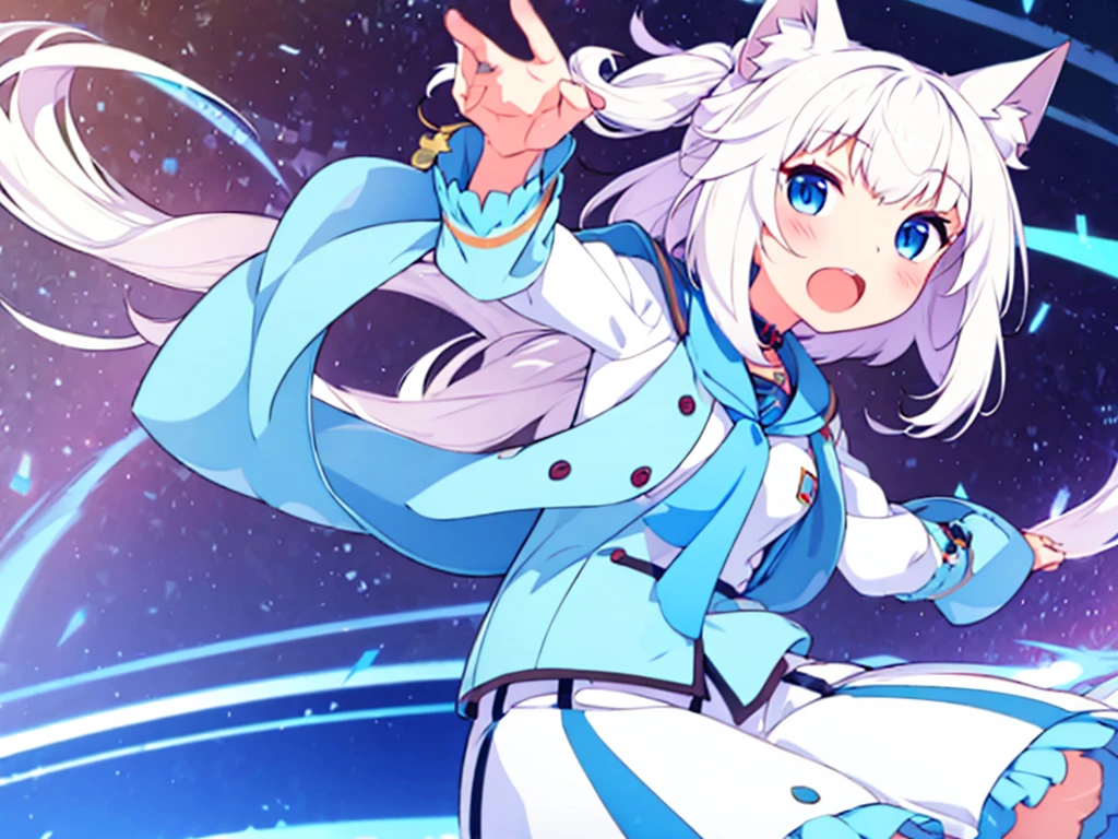 girl white hair blue eyes nekomimi