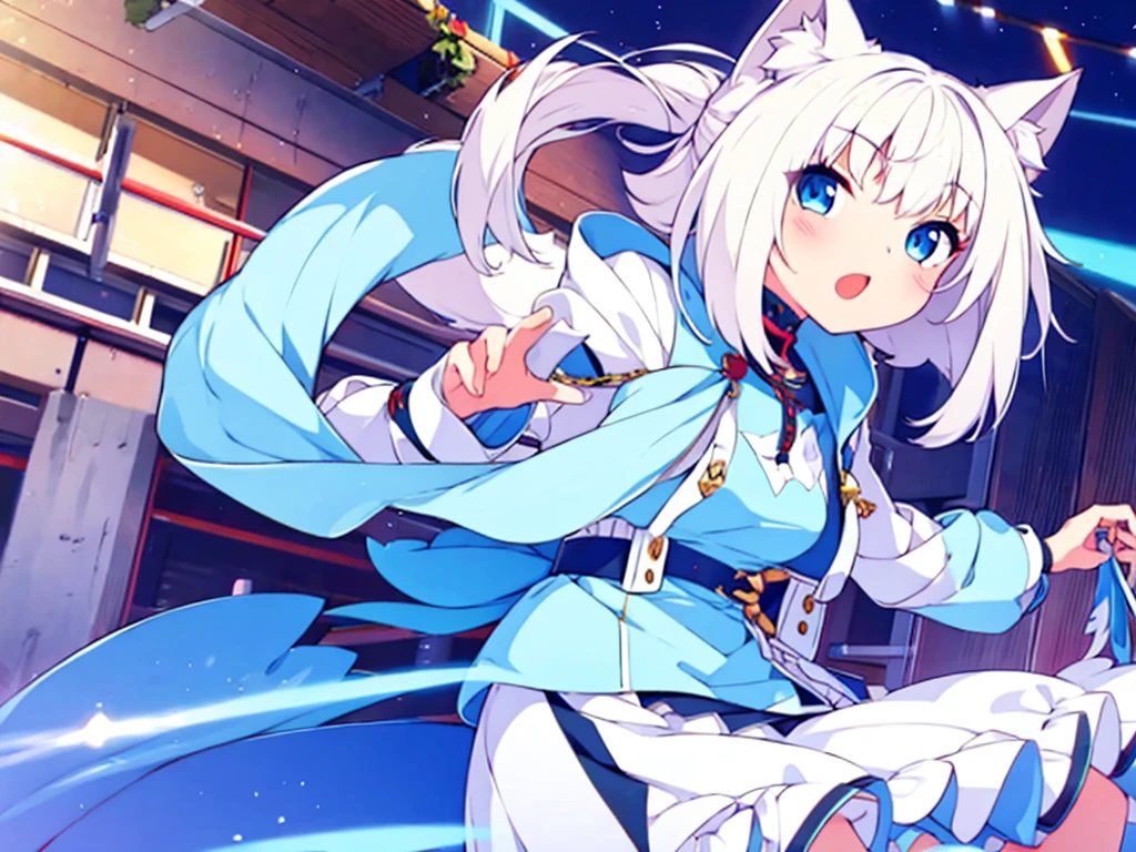 girl white hair blue eyes nekomimi