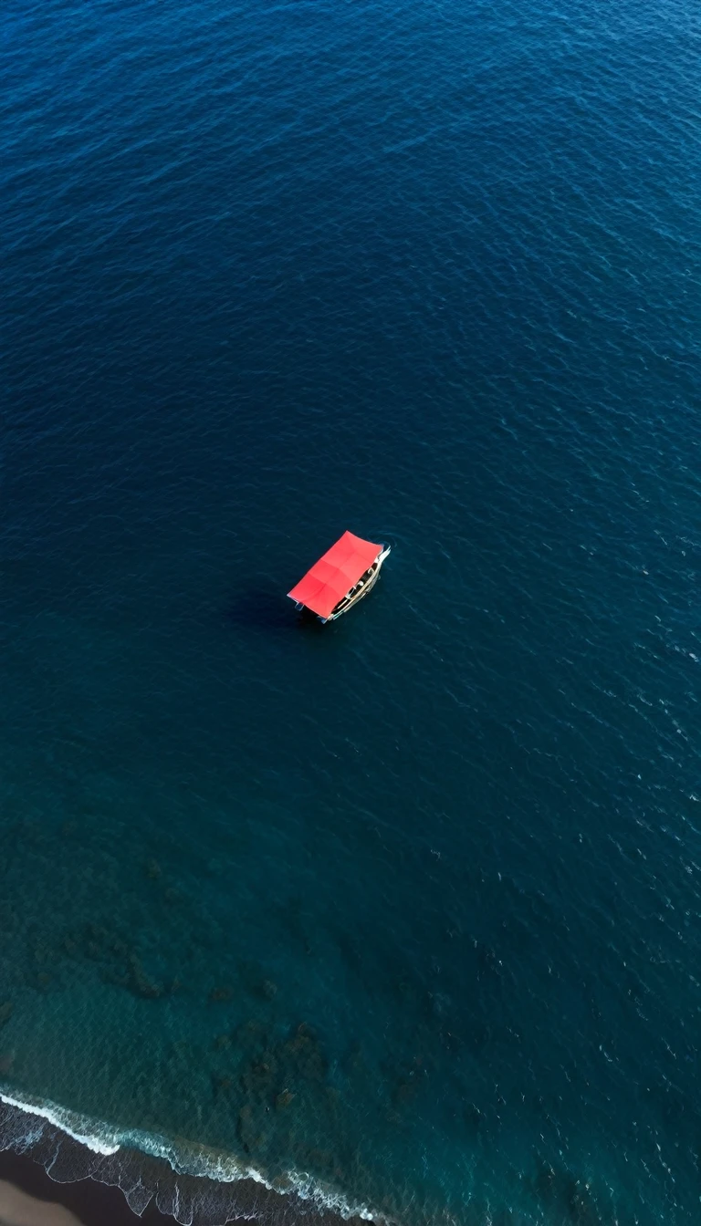Top view,Black sand beach,Red sea