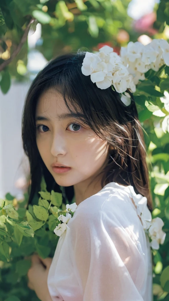 (((Ultra-high resolution、Close-up、Cute Japanese Woman)))、Long, straight black hair frames her face、So that every single hair is clearly visible、Depicts subtle color changes depending on the amount of light hitting the subject、The skin is white and smooth、Has a natural glow、Fine skin texture、Representing the fine details of pores、amountや頬に薄い赤みがある部分を詳細に、The eyes are almond-shaped and dark brown.、Fine details of the iris、Depicts color gradations and patterns、Long, natural-looking eyelashes, each and every one visible、Well-groomed eyebrows、indivual々The hair is clearly visible、Light reflects off into the eyes、Create small highlights、noseは繊細で、nose孔の細かいディテールがある、Lips are plump and naturally pink、Depicts the fine lines and soft curves of the lips、Shiny、Accentuate the shape、Detailed depiction of lip texture、Particular attention to the depiction of light and shadow、Soft natural light gently illuminates the face from the front、amount、nose、Creates a subtle glow on the cheeks、Shadows are cast softly along the contours of the face、cheekbone、Jaw Curve、noseの側面を強調、The gloss of her lips reflects the light faintly.、Emphasizes plump texture、The shadow of the hair adds depth and dimension.、indivual々The hair shines in the light、The background is simple and blurred.、Focus on the face、In the highest quality、Representing the utmost detail