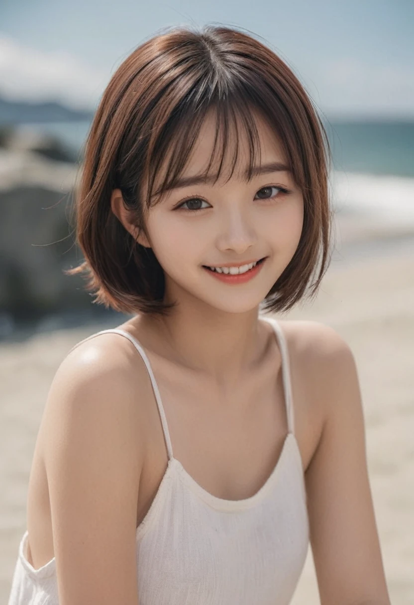 Beautiful 19 year old、Intelligent and sophisticated Japanese girl。Bob Hair、A smile that exudes kindness and youthful energy、One Piece Summer 2023。Medium light and fast shutter speeds combined with the narrative action of modern photography、sufficient lighting、Clear focus、high quality、Artistic、Unique、Award-winning photography、 Shot with a Canon EOS 5D Mark IV digital SLR camera、aperture f/8、iso 200、Shutter Speed 1/250、This output is 60 points.。OpenAI's GPT and Google's Gemini gave me 100-point results.。Don't let them get the better of you、 After listing what is missing to get 100 points or more,、Generate answers that score 100 or more points