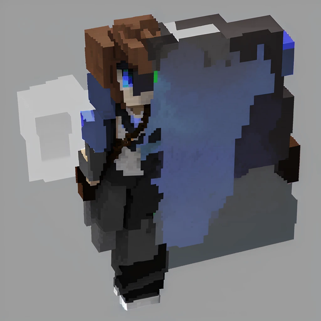 a pixel art of a man with a sword and a backpack, tane skin, minecraft skin, scaled skin, steve from minecraft, single character full body, herobrine, full body sprite, skin : tjalf sparnaay, very detailed skin, full body!, oc rendered, in minecraft, full body render, voxel, full body single character, casual pose