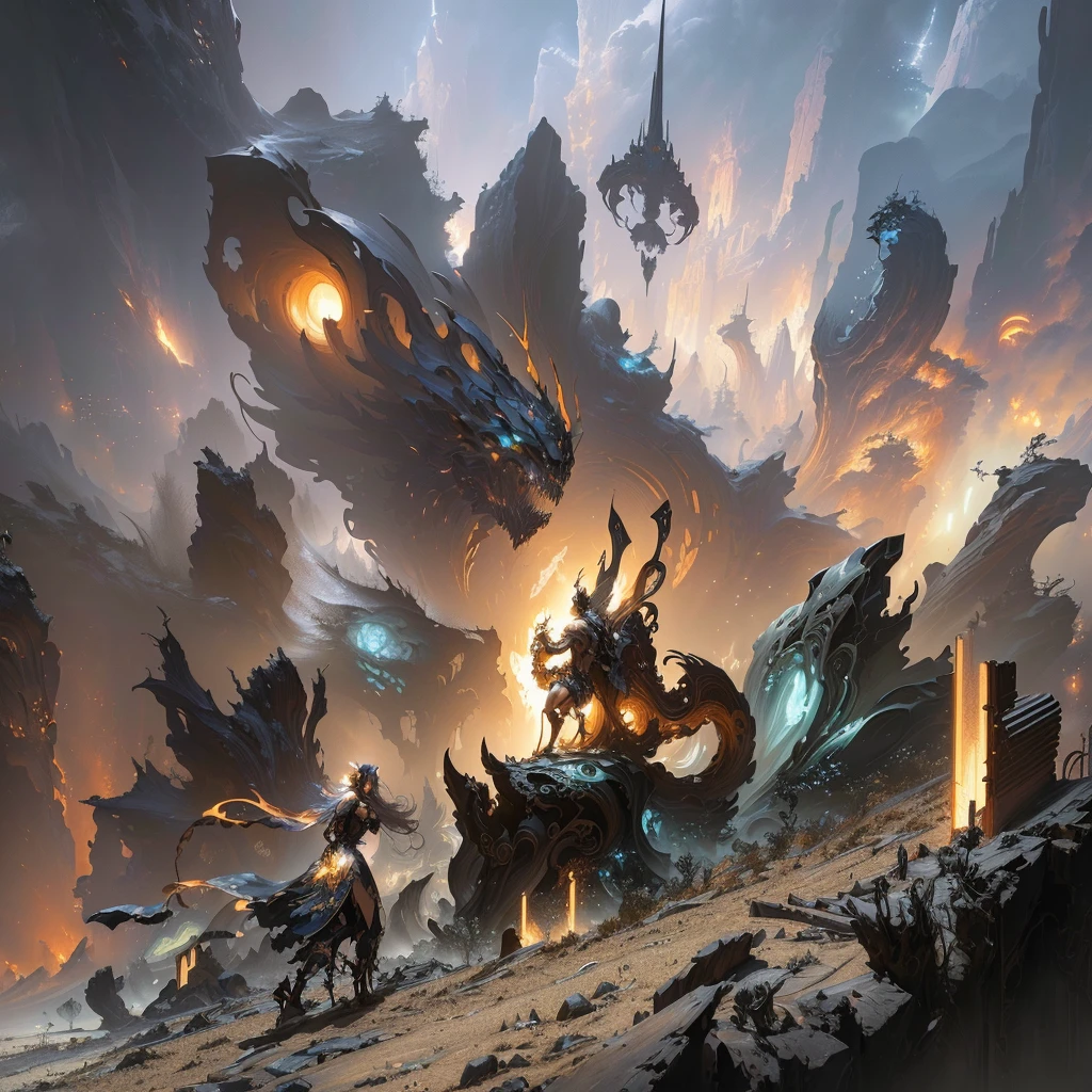 masterpiece, best quality, (extremely detailed CG unity 8k wallpaper), (best quality), (best illustration), (best shadow), absurdres, realistic lighting, (Abyss), beautiful detailed glow, art by PeterMohrBacher,