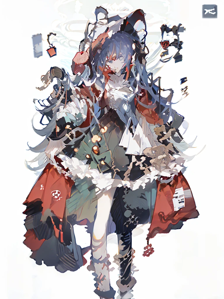A girl,(Standing picture),(whole body),Character Design,Fashion Design,Complex headdress,Complex clothes,little Red Riding Hood,cute