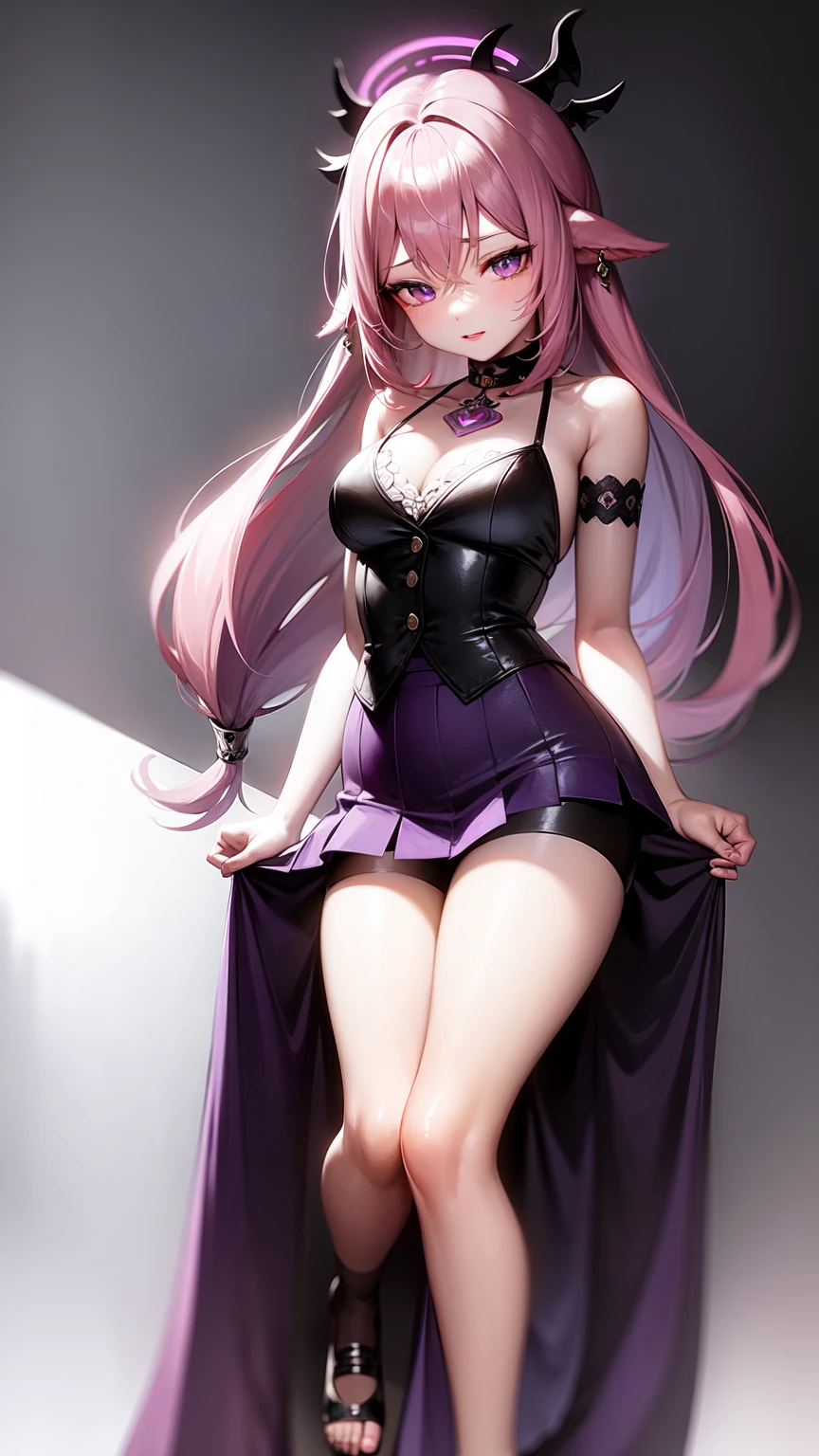 (purple eyes)(maid)(maid)(mini skirt)