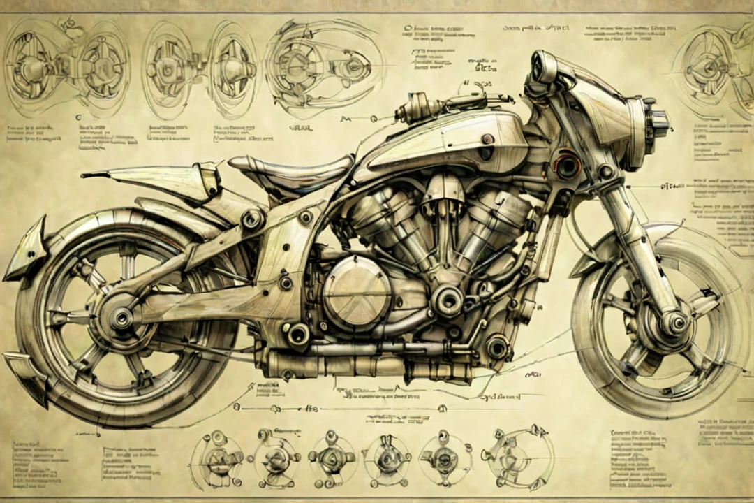 motorcycle, futscribe, ftsc, technical sketch