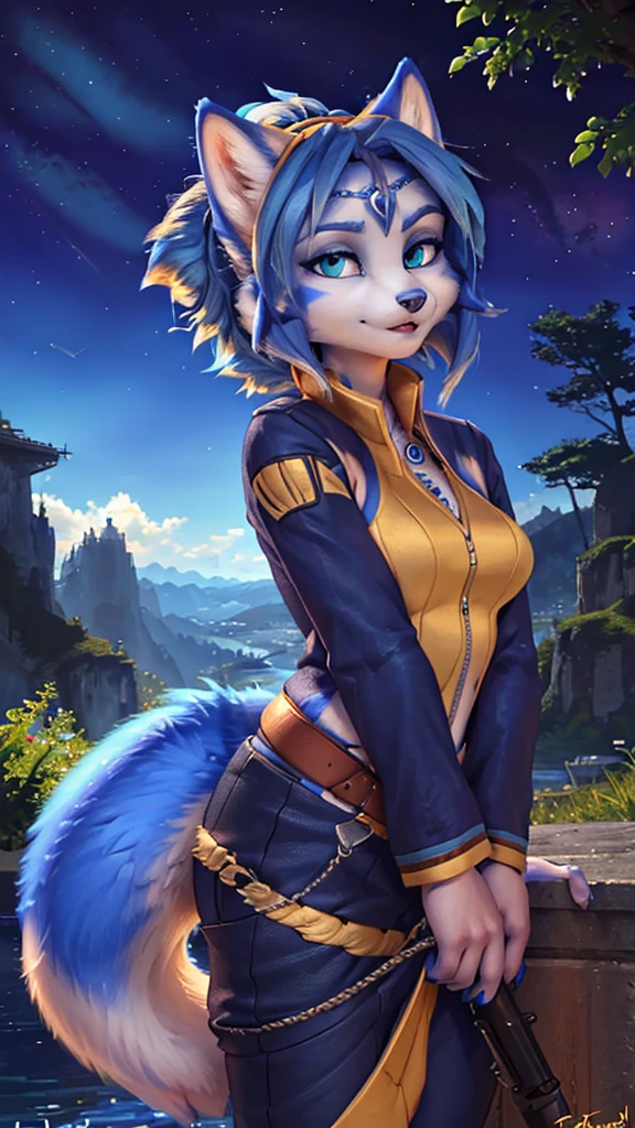 A beautiful and detailed (sweet portrait) wa ((Krystal)), Star Fox Krystal, sslim, lovable, green eyes, medium breasts, (((Long blue hair 1.3))), Decollete, anthro, furry, Uploaded E621, detailed fluffy fur, (wa Fluff-Kevlar, Bayard Wu, Personalami, Pino Daeni), detailed face, (fluffy), 1 girl, alone, sweet girl, ((liegt auf einer Wiese:1,3)), schaut den betrachter an, betrachter ist über dem ihr, ((ihr ganzer Körper ist zu sehen:1.3))
