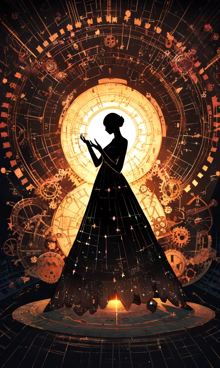 A silhouette of a figure in a contemplative pose, surrounded by engineering symbols like gears, circuit lines, and mathematical equations.