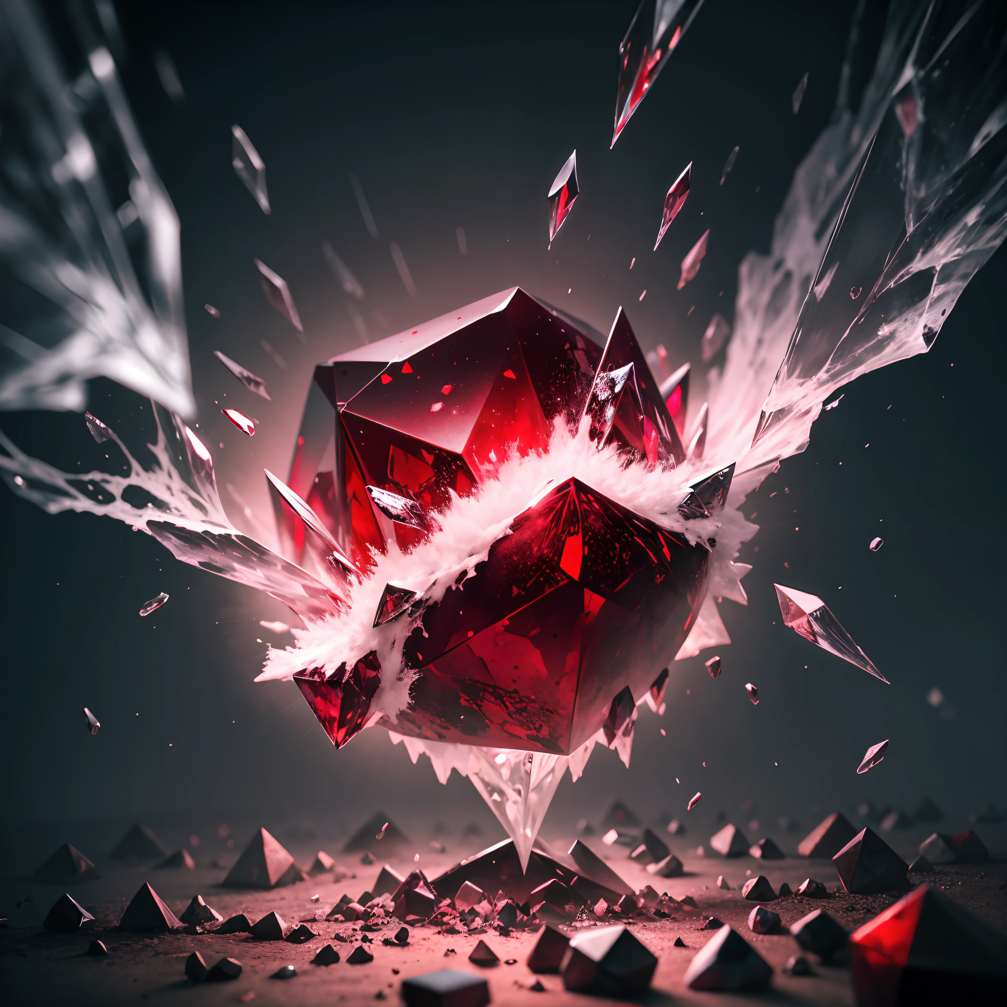 Crystal made of pure chaos , realistic, an energy pulsing from it, red