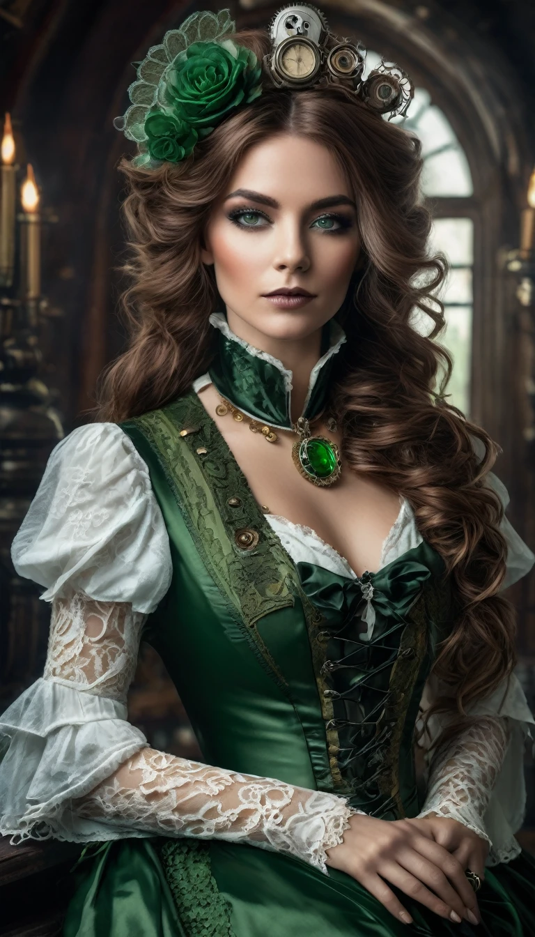 (((Ultra detailed, beautiful face, Megapixel))) Create a magical and captivating photo realistic image of a model styled as Merida, infused with the essence of Bo Peep from Toy Story. The model possesses sparkling (emerald green) eyes, reminiscent of Merida's adventurous spirit, and Bo Peep's sweet yet independent nature. Her hair, a cascade of wild (curly red) locks, flows freely, echoing Merida's untamed nature. She wears a unique ensemble, merging Merida's Scottish tartan with Bo Peep's feminine charm. The clothing is a combination of a flowing tartan gown in earthy tones, paired with a lace-trimmed shepherdess cape. Soft and lightweight fabrics, such as silk and organza, enhance the ethereal nature of the ensemble. Against a blank background, the focus is on the model's captivating features and the fusion of Merida and Bo Peep's spirits. With your camera, a high-resolution mirrorless camera paired with a prime lens, you will capture the enchanting essence of this Merida and Bo Peep fusion.