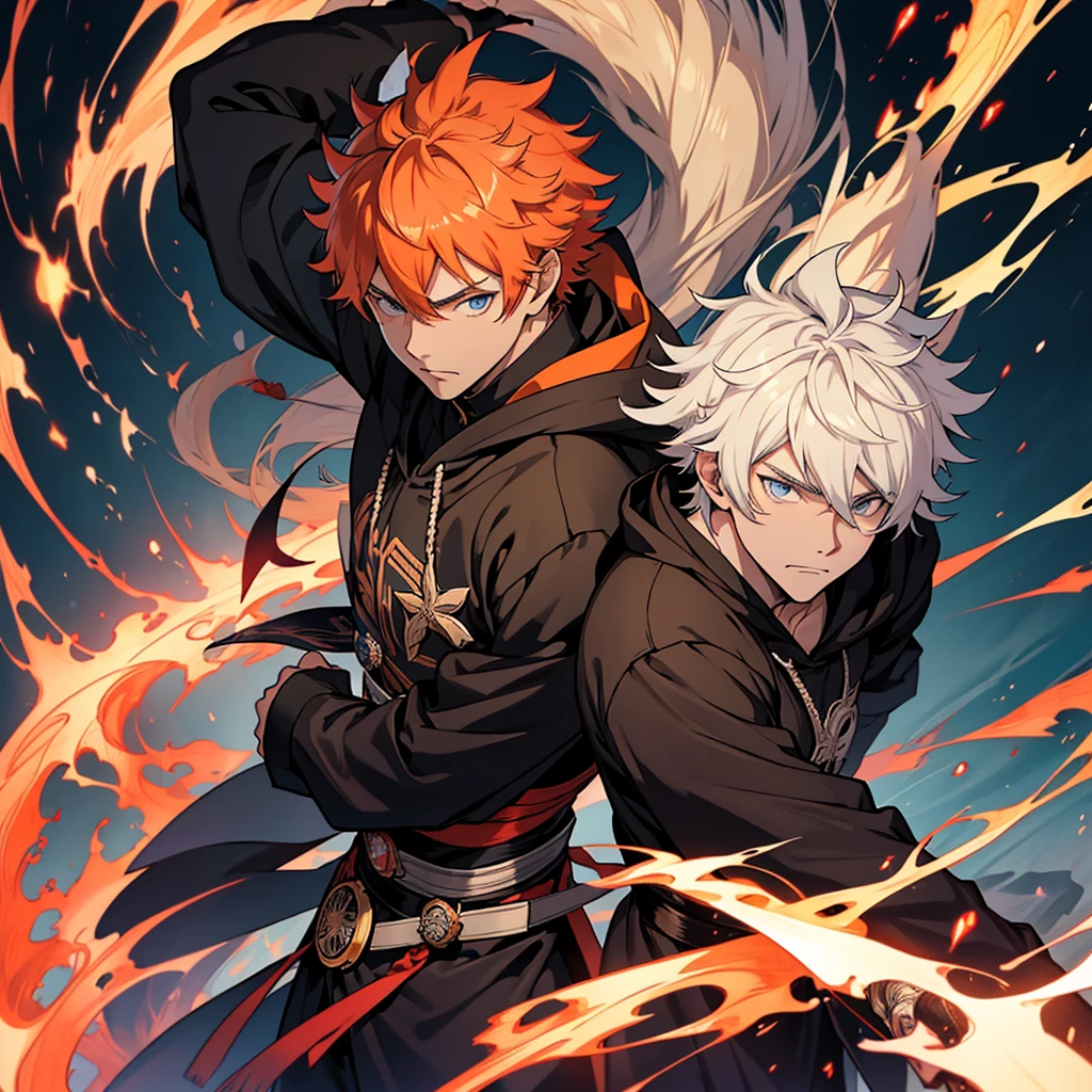 a man in a black hoodie, orange - haired anime boy, kentaro miura manga art style, handsome guy in demon slayer art, zhongli from genshin impact, key anime art, male anime character, keqing from genshin impact, taisho roman, key anime visuals, jin kagetsu, nagito komaeda, shikanosuke yagaki, young anime man, tall anime guy with blue eyes