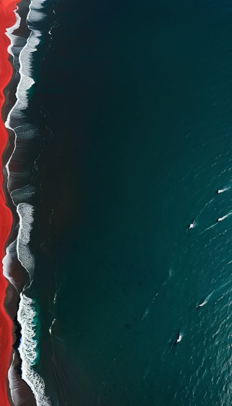 Top view,Black sand beach,Red sea,Vector,Graphic Arts