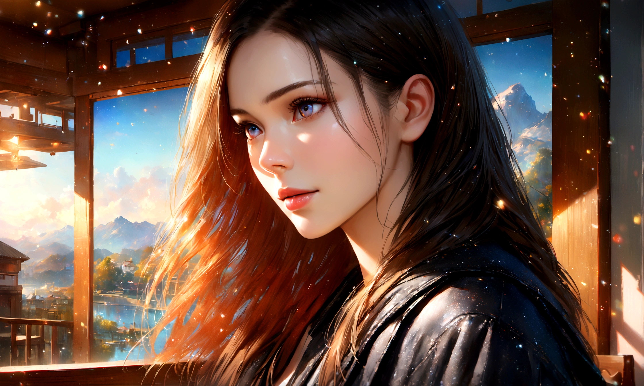 Home, Beautiful views,living,Blur the background,Glitter effect,Highest quality, 8K, High resolution, masterpiece:1.2, Very detailed, Realistic:1.37, High resolution, 超High resolution, Ultra-fine painting, Very detailed, Professional, Vibrant colors
