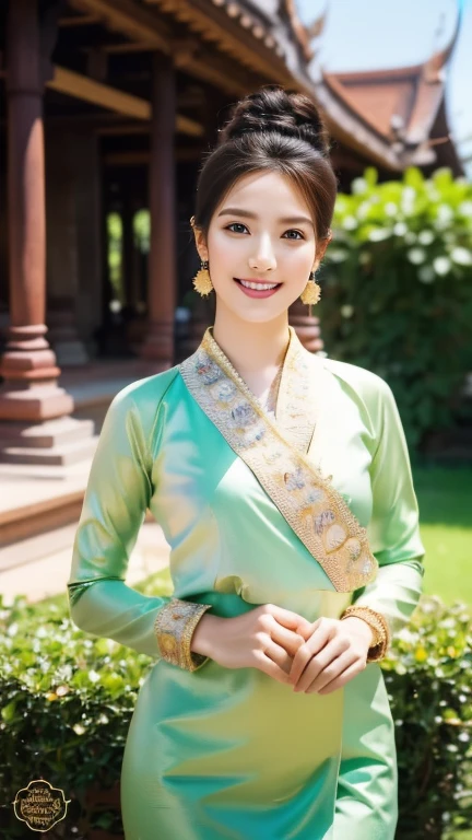 subject: Capture the essence of your bunny beauty concept: A high-resolution realistic portrait of a young woman that captures the elegance and charm of Tai Khun culture..
Detail Pictures:
intermediary: Young woman with a passionate smile, Her smile brightens her face.
clothing: Gorgeous Tong Tai Khun Native Costume, Open chest, meticulously displayed in every detail.. Vibrant Fabric, INTRICATE EMBROIDERY, and glittering gold bracelets, necklace, And the earrings add a layer of luxury..
Hair style: Beautiful loose bread decorated with freshness, Flowers of local origin, Secure it with delicate gold pins..
decorations: Emphasizing the cultural significance of each piece – elegant earrings are a symbol of prosperity., layered necklace representing family ties, And an exquisite patterned bracelet that represents the artistic heritage..
stance: Confident and balanced, Standing in full view with the backdrop of an ancient pagkam temple.
background: The beautiful Bagan temples are bathed in the soft hues of dawn or dusk., Gather the spiritual and historical essence of Myanmar.
Technical specifications:
resolution: 4K (Or higher) For clarity and excellent detail.
light: Soft and natural, เน้นย้ำถึงคุณลักษณะของผู้หญิงและพื้นผิวที่ซับซ้อนของclothing.
depth of field: ระยะชัดลึกที่ตื้นเพื่อดึงโฟกัสไปที่ผู้หญิงและเบลอbackground, Generate closeness and greatness.
Additional Notes:
ลองผสมผสานความไม่สมบูรณ์เล็กๆ น้อยๆ เข้ากับclothingและdecorationsเพื่อเพิ่มความสมจริงและความถูกต้องทางประวัติศาสตร์.
Make sure that the face is consistent with the Tai Khun ethnic features while still maintaining an overall sense of beauty and individuality..
Capture subtle emotional differences in a woman's smile., Indicates a sense of pride and cultural connection.
The overall vision: Create stunning and culturally sensitive portraits that celebrate the rich heritage and mesmerizing beauty of Tai Khun women..