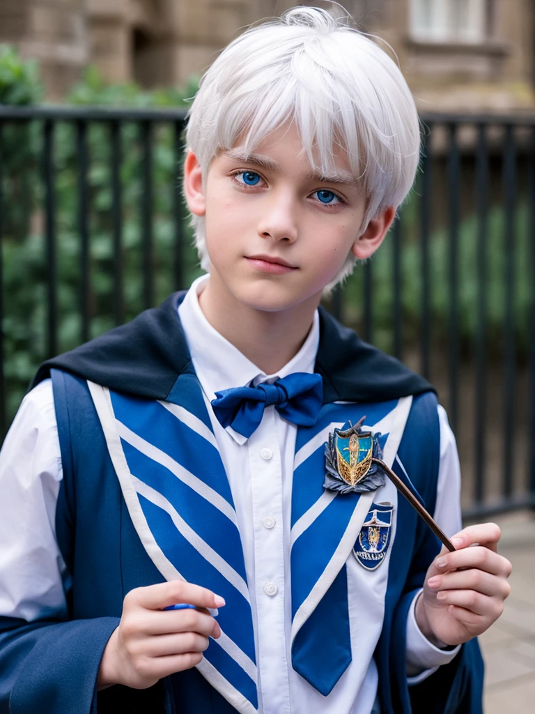 Boy,white hair,Blue eye,Hogwarts Uniform