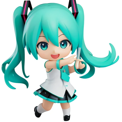 ((masterpiece)), (best quality), highres, ultra-detailed,
nendroid, chibi, solo, simple background, white background, full body, Hatsune miku, :d
 