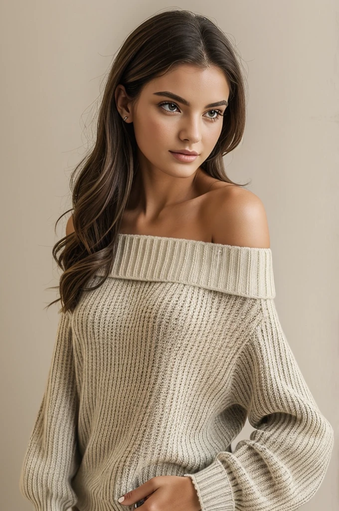 ((Best Quality)), ((Masterpiece)), (detailed), 1 girl, off shoulder sweater,