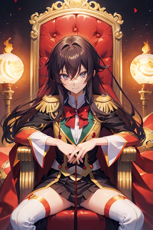 Nekono Tsuzuri became king,Personification,Chuunibyou,cool,Sit on a throne,Smile wickedly,((Code Geass Style)) ,Cat ear