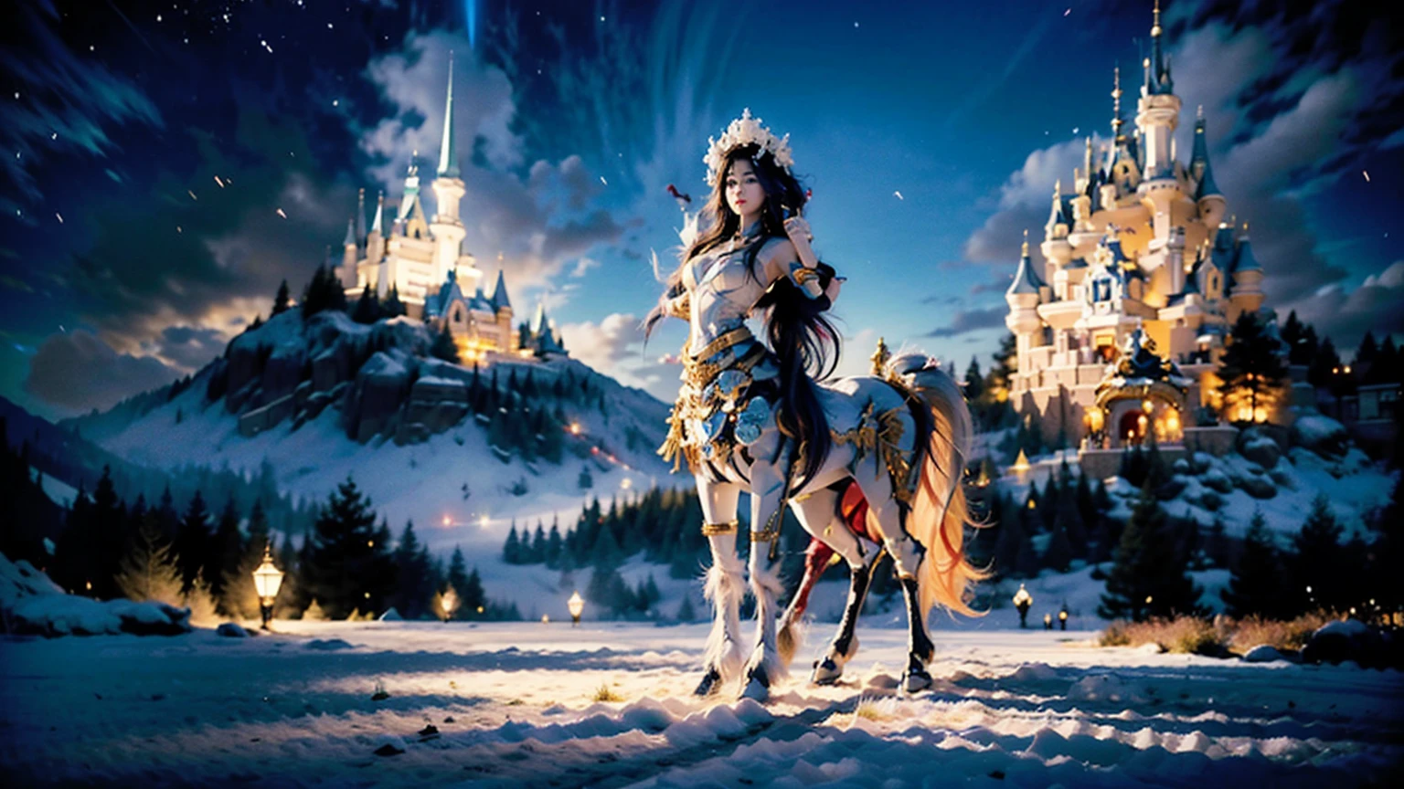 In the beautiful illustration of this super-grand scene，The ultra-long-distance lens shows us（More than eight distinctive and beautiful female centaurs，Half Man, half horse，Half Man, half horse，Princess：2.7），Their Personality、Distinctive and vivid features。from（shining, Angelic, snow-white centaur from heaven：1.1），arrive（噩梦般的火红色Half Man马被火焰包围：1.1）、再arrive（绿色Half Man马, The wind spirit flying in the sky：1.1）、再arrive有（独角蓝色Half Man马被闪电包围：1.1），arrive（A mechanical mecha with shining metallic light：1.1）、再arrive（身披彩色龙鳞皮革的强大龙形Half Man马：1.1）、再arrive（A slender elven centaur that is graceful and agile：1.1）Elegantly put on a flower crown、arrive（Enchanting and charming Tiflin centaurs：1.1）、再arrive（拥有难以言喻的性感感觉的魅魔Half Man马：1.1）。每个Half Man马角色都充分展现出他独特的风格。The illustration uses advanced artistic techniques and tools，Use nesting、Weaving、Editing、view、interlude、Montage and other artistic techniques，Divide the scene into parts according to geometric arrangement，Each part corresponds to a role，from而更有效地利用了空间，让八个Half Man马同时存在于一张图片中，（The style tends to be weird、Hayao Miyazaki、Aesthetic、Unspeakable：3.3）。Advanced brush tools via Midjourney、Color Palette、Material packsand模型包、Texture tools，对于每个Half Man马, Exquisite props are designed to increase racial characteristics、Clothing and physical features，Enhances the character's personality and visual appeal，（Stunning landscapes in illustrations，The sky is changing、rainbow、aurora、Stars and Moon，Incorporating iconic landmarks such as Mount Everest，and fireworks、Tranquil lake、Natural and urban elements of waves and neon lights，Create a magical atmosphere：1.5），Centaurs demonstrate their unique abilities and equipment in a variety of environments，This is true even in extreme alien landscapes。Using Midjourney&#39;s Tools、Material packs、Texture tools、The color palette makes depicting details vivid and Practical，from复杂的发型and以及不同的种族特质、Body、Appearance characteristics、服装arrive真实的纹理，Greatly improved the realism of the Centaurs and their surroundings，The fusion of multiple art styles adds vitality to the characters&#39;Movement at all angles，The overall visual experience is further enriched。The final illustration is described as "masterpiece"，It has the following characteristics "best quality" and "Practical"，Show details of the creative process、Level of creativity and craftsmanship。 Human Development Report，（Reality，masterpiece品质，best quality）