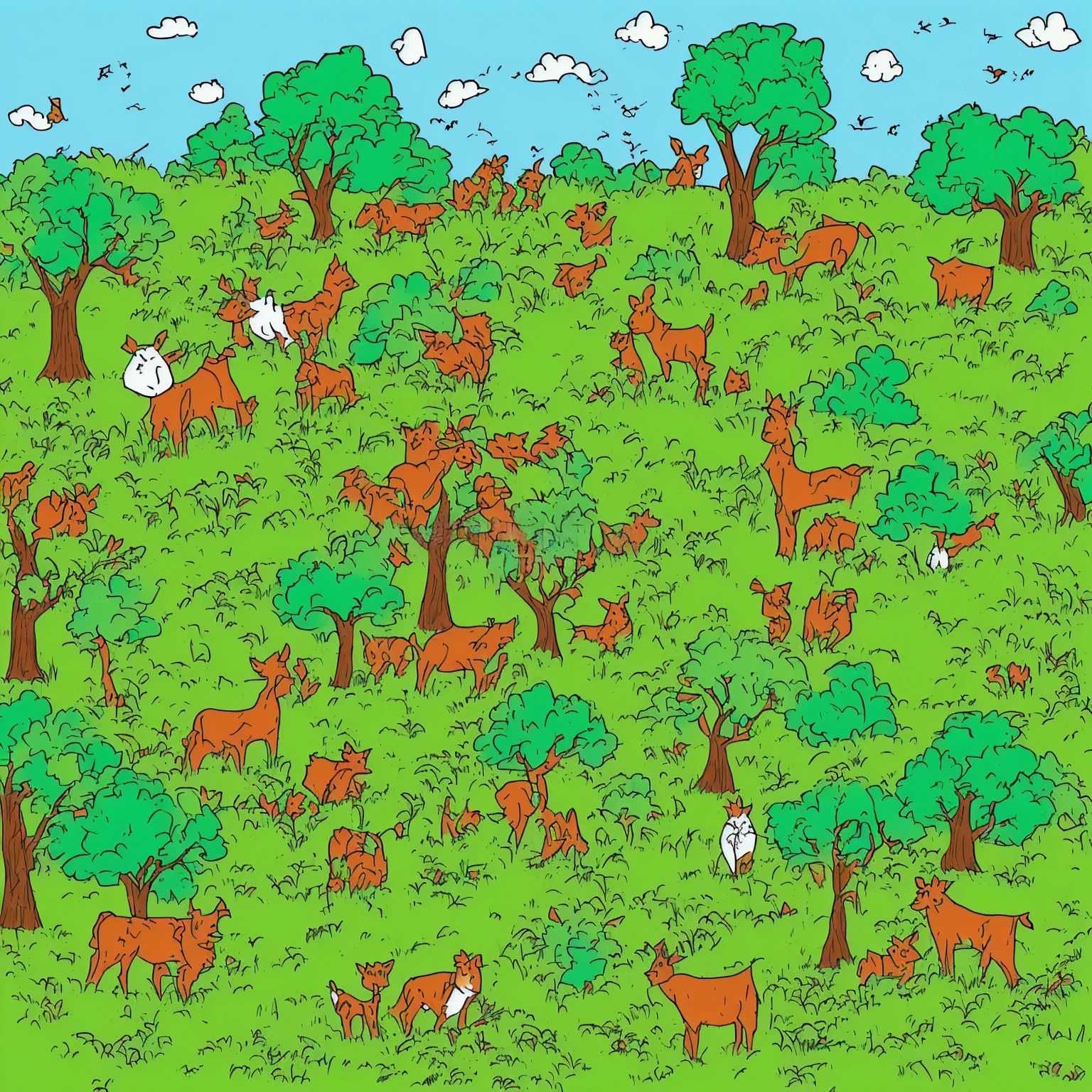 cartoon drawing of a cow standing next to a tree in a field, drawn in microsoft paint, cat in the forest, a cat, art in the style of joshy sly, illustration of a cat, cartoonish and simplistic, based on child's drawing, a child's drawing, a humanoid mosquito wolf, the cat is walking, sora as a cat