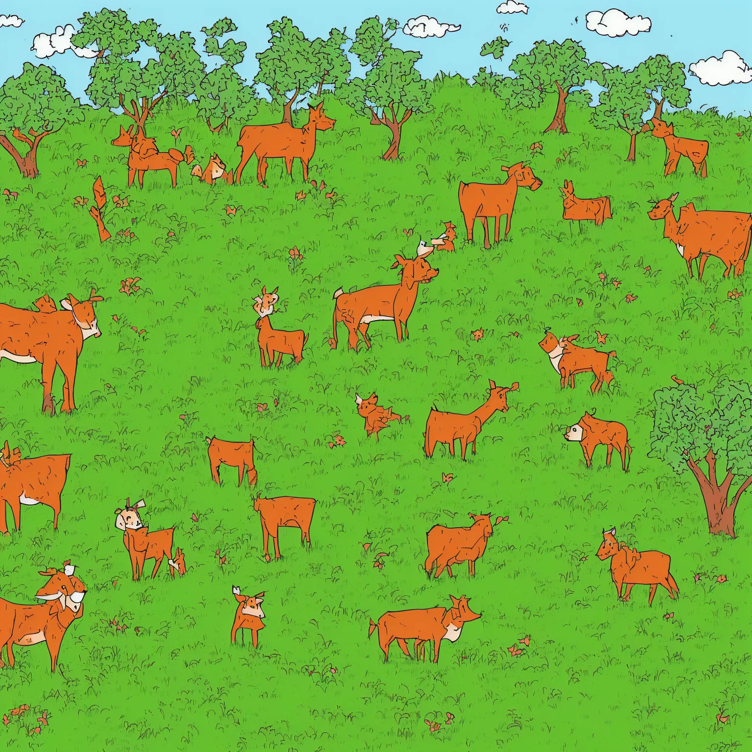 cartoon drawing of a cow standing next to a tree in a field, drawn in microsoft paint, cat in the forest, a cat, art in the style of joshy sly, illustration of a cat, cartoonish and simplistic, based on child's drawing, a child's drawing, a humanoid mosquito wolf, the cat is walking, sora as a cat