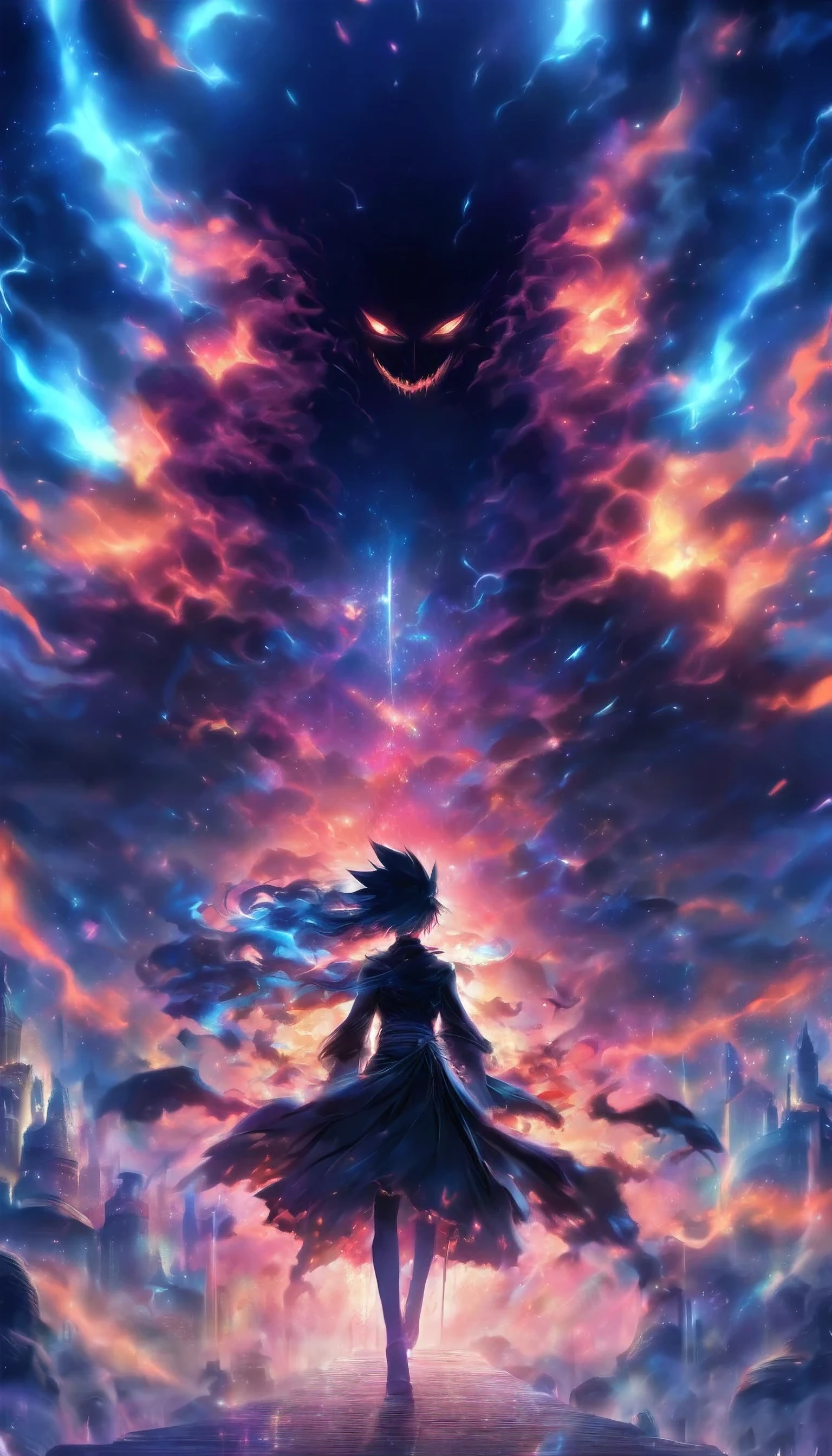 a woman in a black dress and a man in a black costume, dark fantasy style art, dark fantasy art, dark fantasy artwork, anime fantasy artwork, gothic fantasy art, fantasy dark art, abaddon and magali villeneuve, dark fantasy horror art, 2. 5 d cgi anime fantasy artwork, anime epic artwork, fantasy art style, fantasy horror art