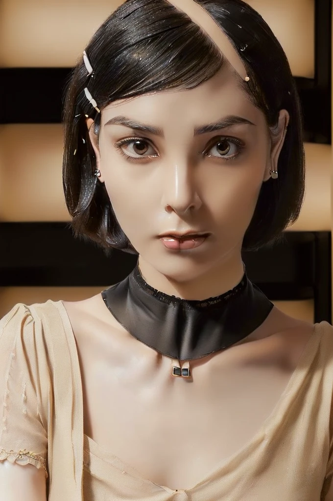 (((Ultimate Photorealistic, ultimate high-quality 32k photo))),(((American-shot photo taken from the front, looking at viewer seriously ))),(((( Seductive pose, 7 heads、Staring Intently :1.8)))),(((A simple and elegant short-sleeved business blouse made of beige lacy, extremely thin fabric with a wide V-neck., Soaking wet、She is looking straight at the camera with a very shy look on her face.。light makeup、elegant black wet middle bob。An elegant and simple beige very thin choker.:1.4)))。((Highest quality)), ((masterpiece)), (((detailed))), (midnight ,Modern hotel bar on a dark pouring stormy night, Bar stool々"I'm sitting with my legs wide open.、 Low Key Lighting:1.6)、(((A very beautiful, extremely elegant and intelligent 42 year old Japanese woman。A feminine, curvaceous body。Beautiful line from hips to thighs、An extremely elegant, calm and modest smile, Being drunk、My eyes are extremely watery、I'm very horny、embarrassed ,blush, Curvy Body、Extremely realistic, detailed and beautiful depiction of the face, waist and thighs:1.9)))、(((The skin is white and very smooth。A very hot rainy summer night、I'm pretty sweaty、My clothes were soaked and pretty see-through.、When wet, it sticks tightly to the skin, revealing the beautiful lines of the body.、The skin is clearly visible through the extremely thin fabric.:1.9)))。(((A simple and elegant business pencil skirt in a plain navy blue knee-length,The clothes fit the body very well:1.8))), ((Healthy Body、The line of the chest, collarbone and extremely beautiful and feminine décolleté are the ultimate beauty.:1.9))。(((large&good hips、large&nice chests )))