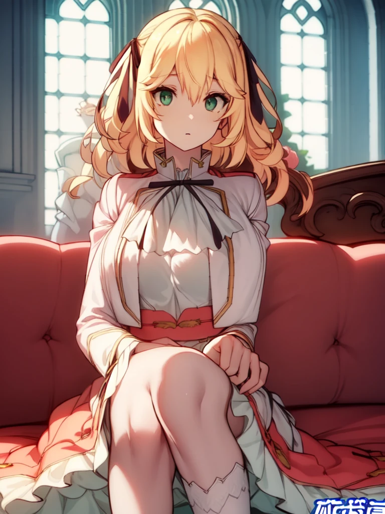 A girl，Long hair, Bangs, Blonde hair, Hair between the eyes, s eyes:（1.5),  (Large Breasts:1.2), 
rest  锁骨, Wedding dress，veil，wedding，White Dress，Flowers，The skirt is broken，White socks，Tights，White knee socks，
Looking at the audience, whole body,
indoors, church，permanent，permanent，
rest (masterpiece:1.2), best quality, high resolution, Unity 8K wallpaper, (illustration:0.8), (美丽细致s eyes:1.6), Extremely detailed face, Perfect lighting, Extremely detailed CG, (Perfect hands, Perfect anatomical structure),