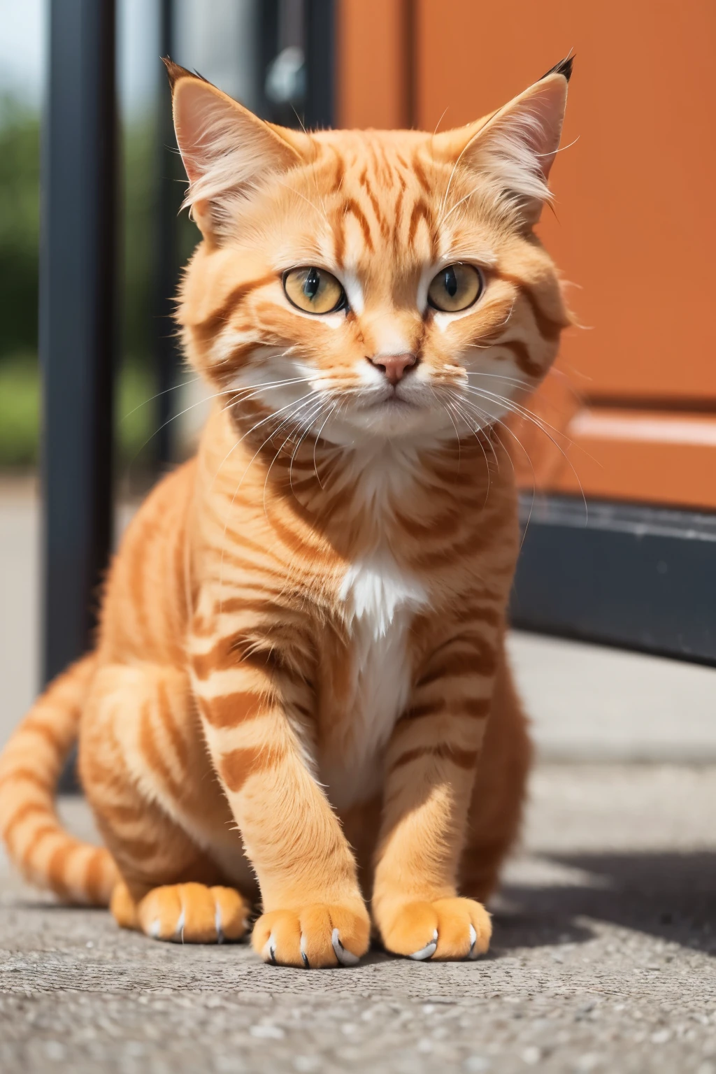 ((best qualityer)), (detailded), 1 orange cat. realisitic, sobbing, several people around laughing.