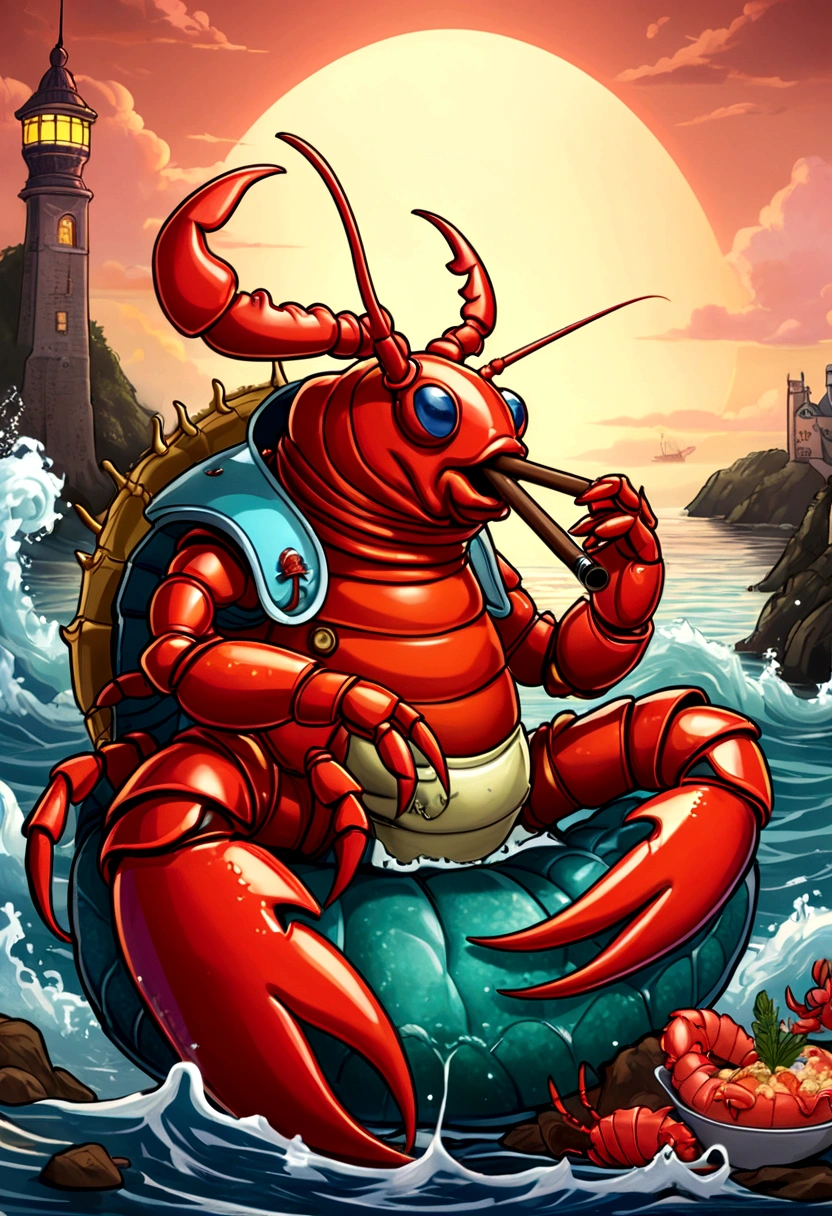 cartoon lobster with a cigar and a cigar sticker, lobster, jordan peterson as a lobster, Crustacean, lobster themed armour, mmmmm, luscious, loser, Illustrates??the mascot&#39;s, monstr, hd illustration, ❤🔥🍄🌪, mermaid vector patch logo, more detailed illustration, funny illustration, crabcore, a caterpillar smoking a hookah, crab, dali lobster phone