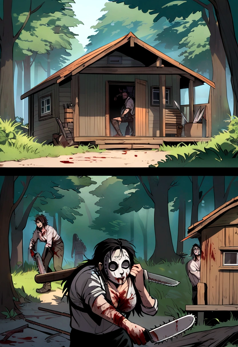 Rambo, gore, blood, Forest, Cabin, leatherface, knife, Chainsaw, 