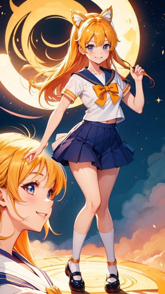 8k, Mina Aino sailor venus, smiling, full body, sailor fuku, japanese school background