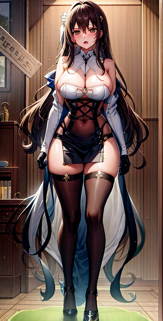 girl,Large Breasts,long hair,Topless,Bow,