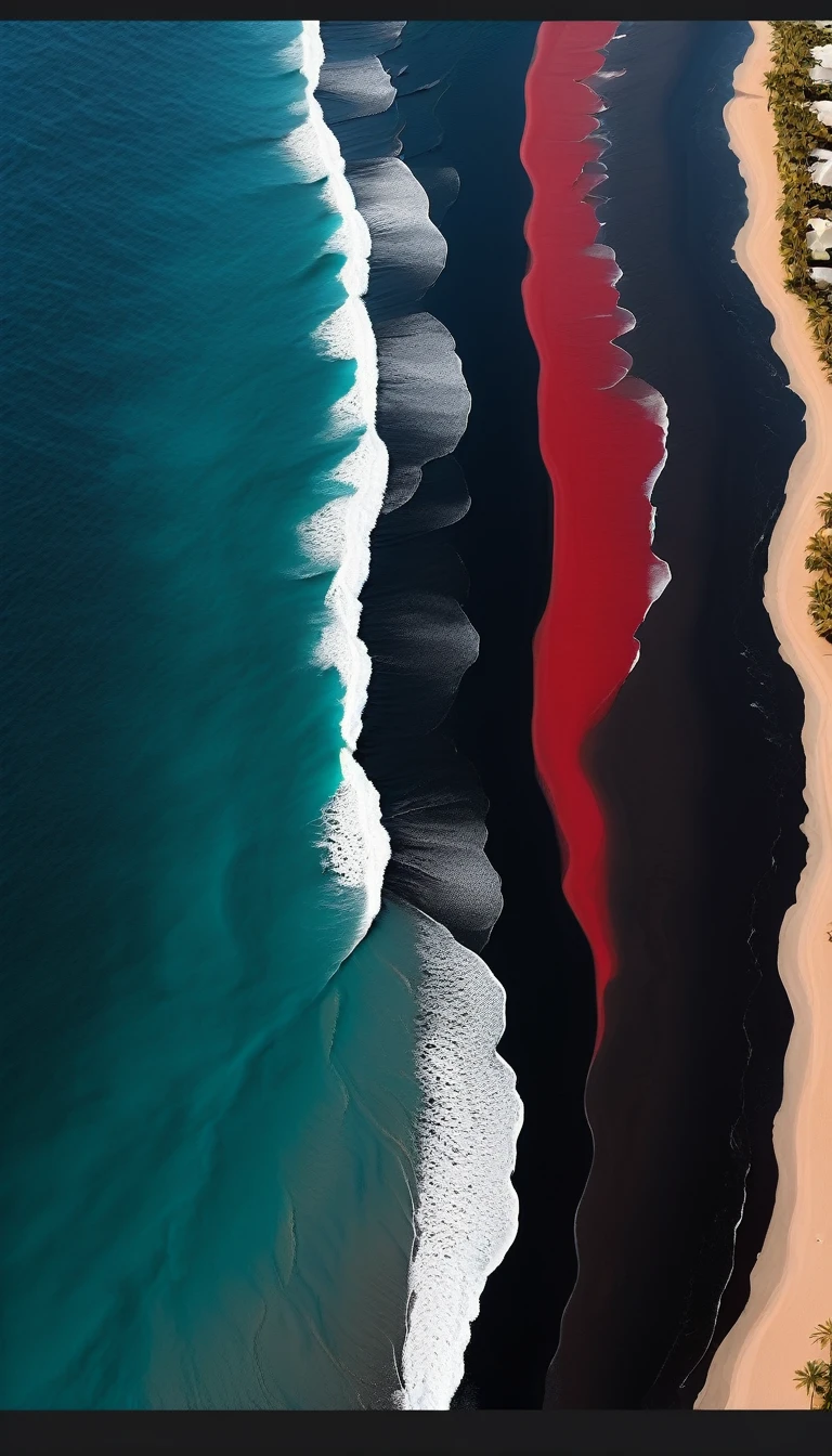 Top view,Black sand beach,Red sea,Vector,Graphic Arts,clean,Compared