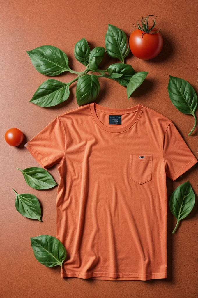 A t-shirt, an agenda, a coral red tomato 
