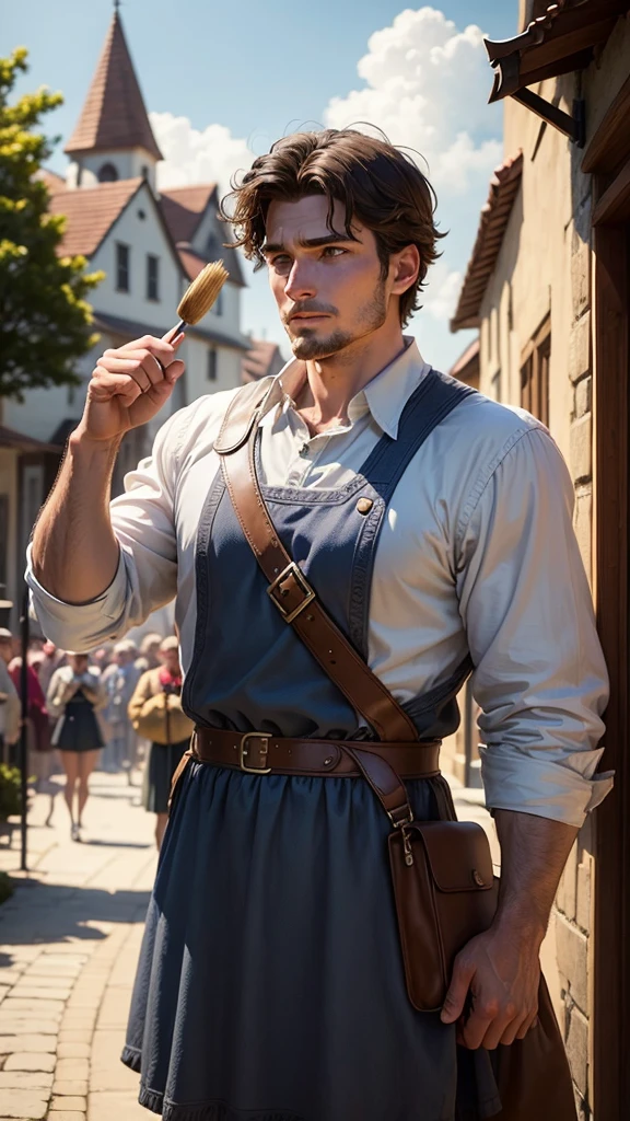 The townspeople cheer and thank Sam, who humbly brushes off the praise.
[Voiceover]: "Though he was humble, the townspeople saw Sam as their hero."