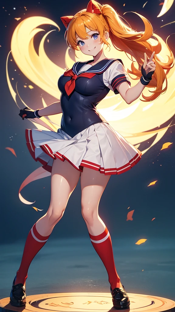 8k, Sailor V, Smiling, Full Body, Sailor Fuku Costume, Japanese School Background