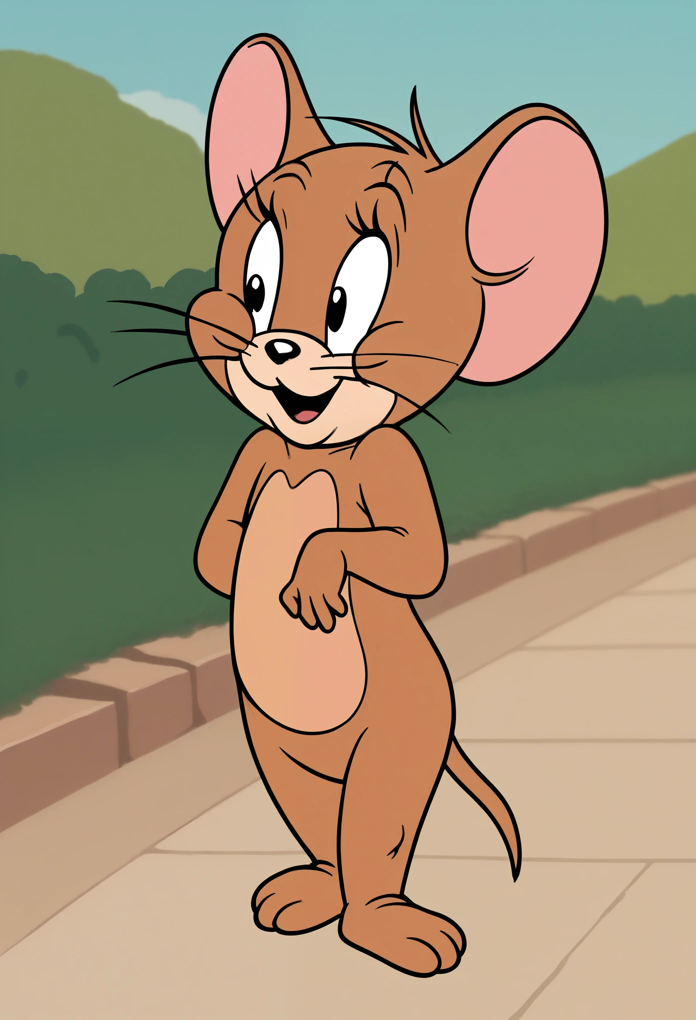 score_9, score_8, score_9, BREAK, jerry, mouse, whiskers, mouse ears, mouse tail, outdoors, cute,