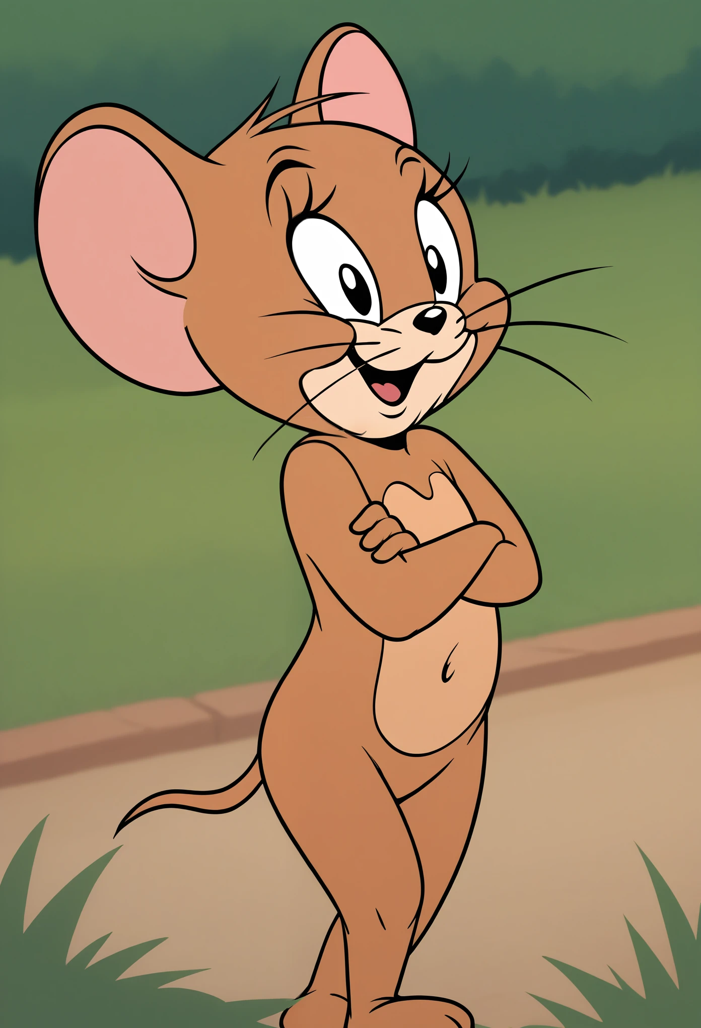 score_9, score_8, score_9, BREAK, jerry, mouse, whiskers, mouse ears, mouse tail, outdoors, cute,