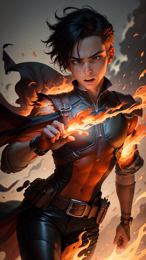 Main Character: Sam, in a heroic pose, carrying the with flames in the background.
Visual Elements: Flames and smoke for dramatic effect, highlighting Sam's bravery.
Design Notes: Use contrasting colors to make the characters and text stand out. Ensure Sam's expression conveys determination and bravery.