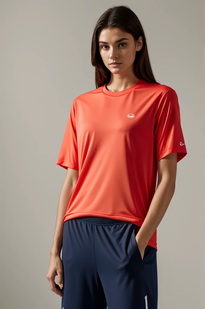 A sports shirt, coral red color, no model 