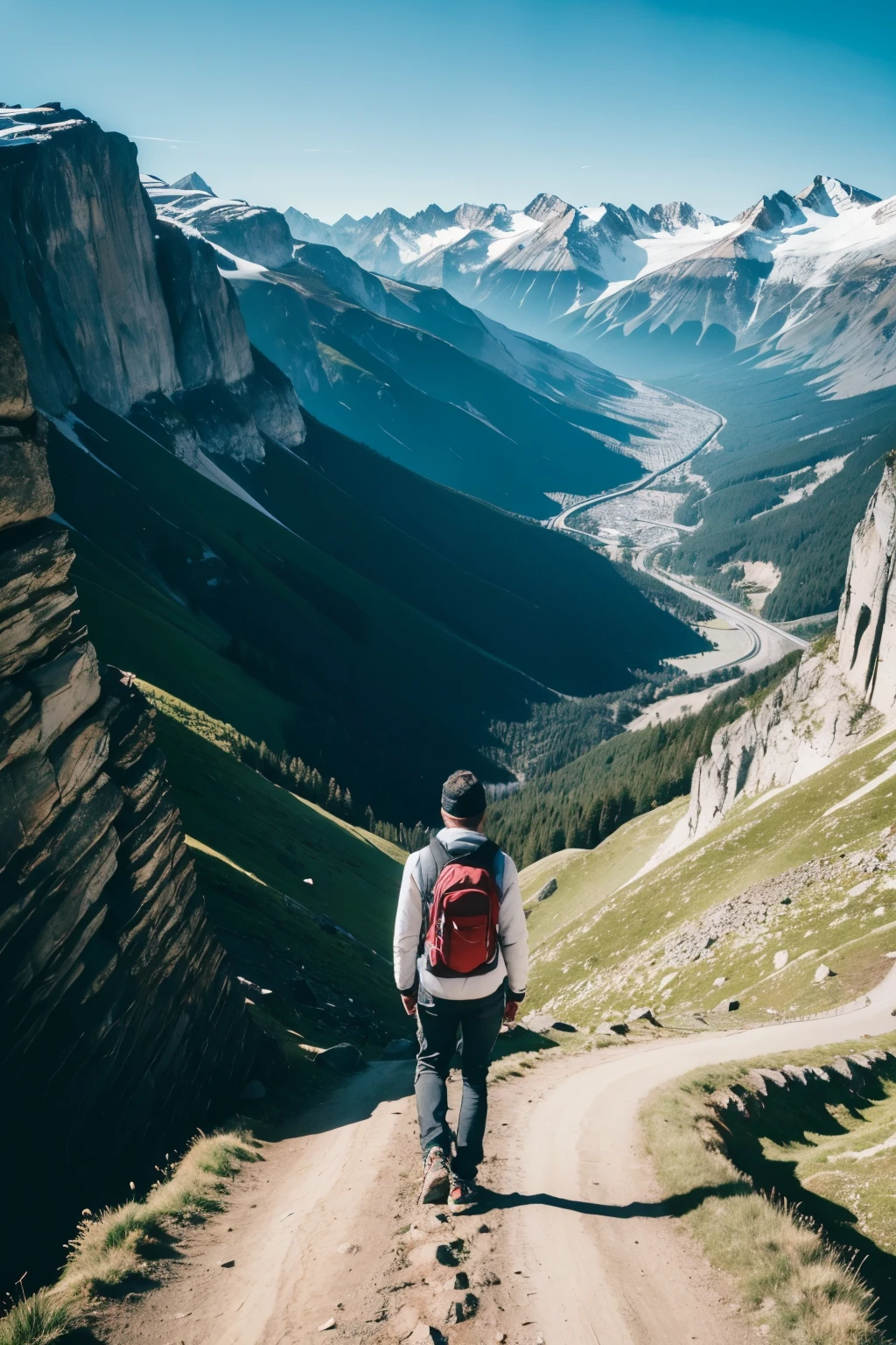 ((best qualityer)), (detailded), 1 person facing backwards on a mountain