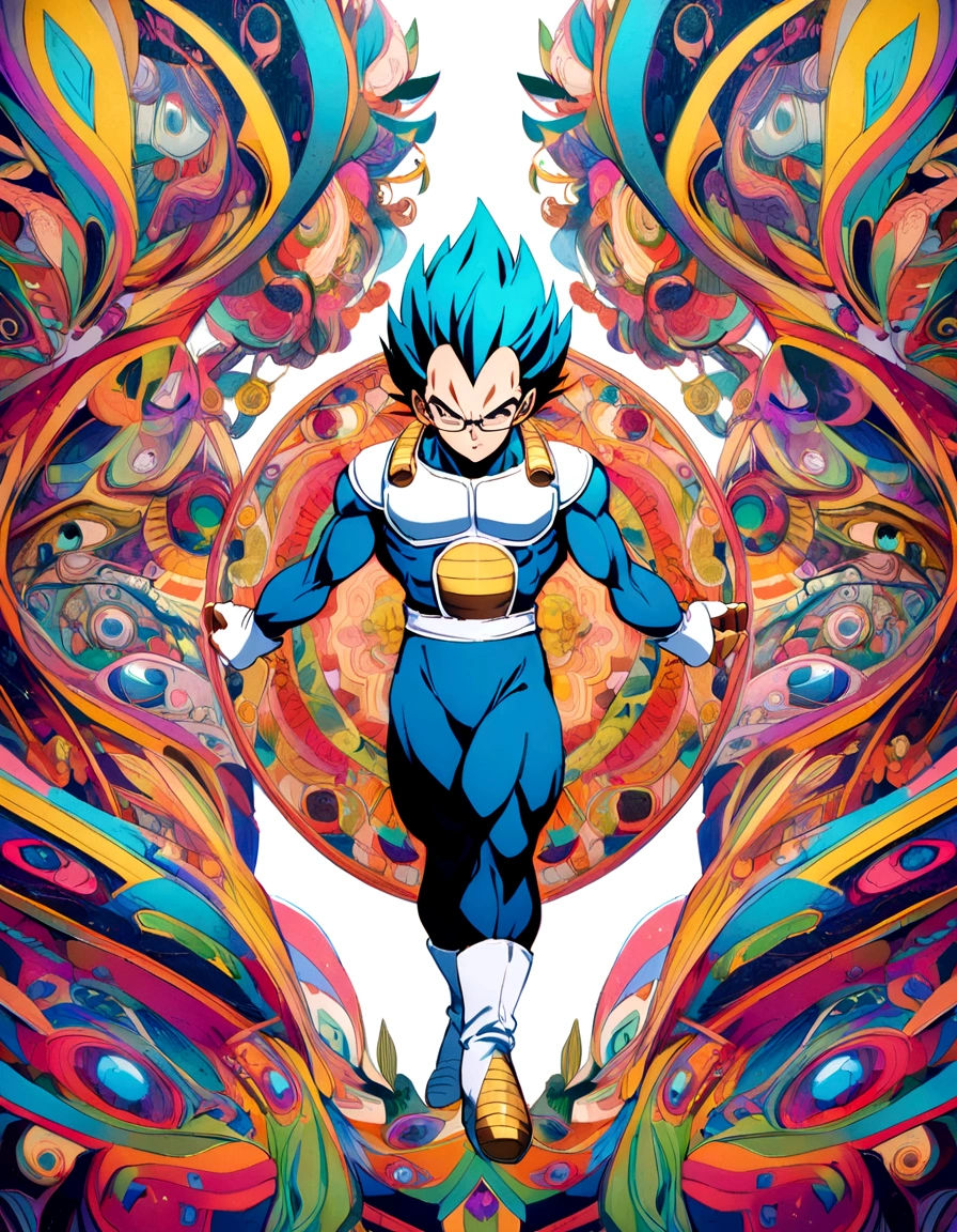 vegeta, whole body, doctor suit, white tunic, glasses