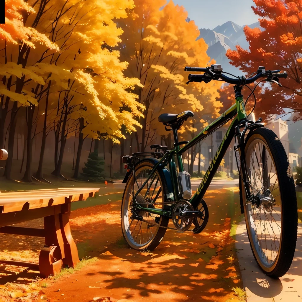 Bike in the sun,shadow of a bicycle